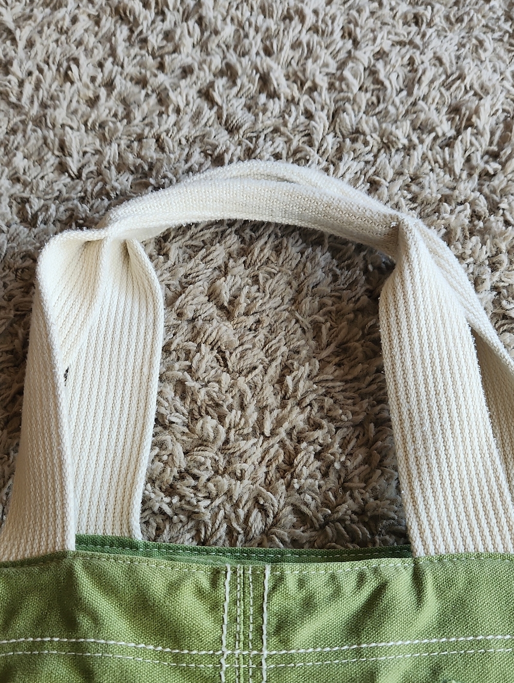 Life Is Good Green Floral Canvas Tote Bag with Cream Handles - Picture 3 of 11